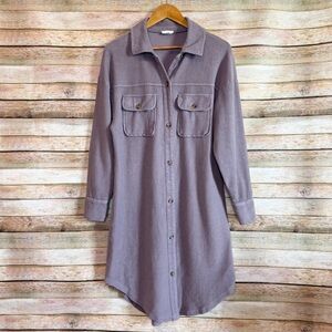 Anthropologie Pilcro Purple Duster Ribbed Oversized Button Down Shacket Size XS